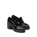 Prada brushed leather 85mm heeled loafers - Black