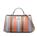 Furla stripe-detail leather tote bag - Brown