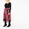 Versace graphic-print plissé midi skirt - Black