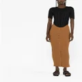 Rabanne ribbed cotton-blend midi skirt - Brown