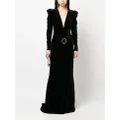 Alessandra Rich belted velvet V-neck gown - Black