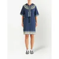 ETRO embroidered-design hooded dress - Blue