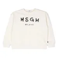 MSGM Kids logo-print cotton sweater - Neutrals