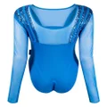 adidas panelled sequin-embellished bodysuit - Blue