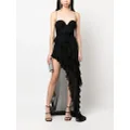 Alessandra Rich frilled side slit gown - Black