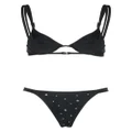 Alessandra Rich crystal-embellished triangle bikini - Black
