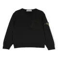 Stone Island Junior long-sleeve cotton sweatshirt - Black