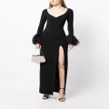 Elie Saab feather-trim gown - Black