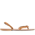 K. Jacques braided leather thong sandals - Brown