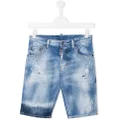 Dsquared2 Kids TEEN distressed denim shorts - Blue