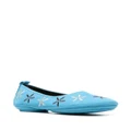 Camper Nina floral-embroidered ballerina shoes - Blue
