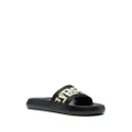 Versace logo-appliqué open toe slides - Black
