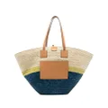 ETRO logo-patch straw tote bag - Brown