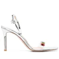 Gianvito Rossi Ribbon 105mm crystal-embellished sandals - Grey