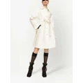 Dolce & Gabbana floral-jacquard belted coat - White