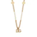 Dolce & Gabbana pearl curb-chain necklace - Gold