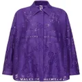 Valentino Garavani cut-out lace shirt minidress - Purple