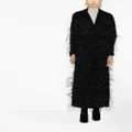 Elie Saab feather-embellished tied-waist coat - Black