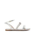 Giambattista Valli crystal bow flat sandals - Silver