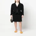 Christian Dior Pre-Owned 2010s frayed edge wool skirt suit - Black