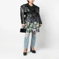 John Richmond floral-print faux-leather double-breasted coat - Black