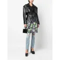 John Richmond floral-print faux-leather double-breasted coat - Black