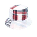 Thom Browne logo-patch checked bucket hat - Blue
