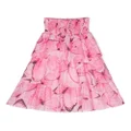 Miss Blumarine butterfly-print layered skirt - Pink