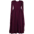 Elie Saab cape-effect pleated gown - Purple