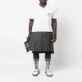 Thom Browne flower-embroidered striped polo shirt - Grey