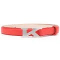 Kiton logo-buckle leather belt - Red