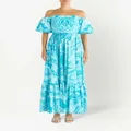 ETRO paisley-print off-shoulder maxi dress - Blue