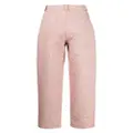 Paule Ka tweed high-waisted cropped trousers - Pink