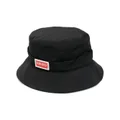 Kenzo side logo-patch detail bucket hat - Black