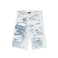Givenchy Kids faded-monogram print denim shorts - Blue