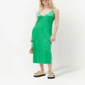 GANNI crinkled-effect satin slip dress - Green