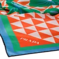 Prada logo-triangle printed scarf - Orange