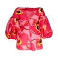 Carolina Herrera puff-sleeved floral mini dress - Pink