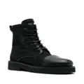 Premiata pannelled knit leather boots - Black