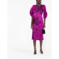 ERDEM floral-embroidered puff-sleeve midi dress - Purple