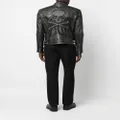 Philipp Plein skull bones metallic leather jacket - Black