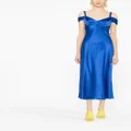 Alberta Ferretti cold-shoulder silk midi dress - Blue