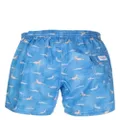 Barba animal-pattern drawstring swim shorts - Blue