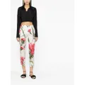 Dolce & Gabbana Carnation-print cropped trousers - White