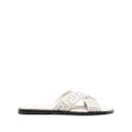 Versace Greca-embossed crossover-strap sandals - Neutrals