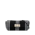 Furla stripe-detail textured shoulder bag - Black