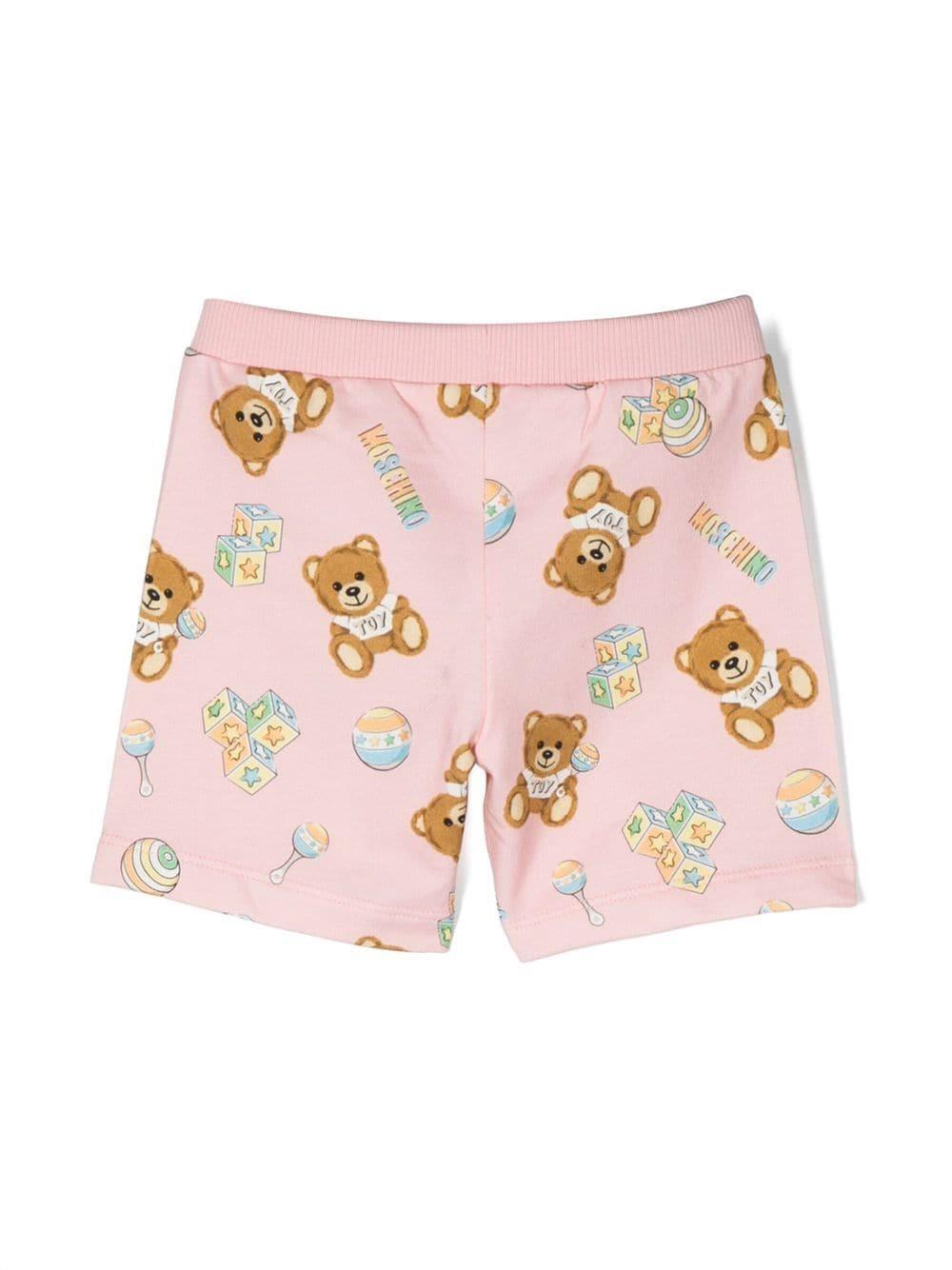 Moschino Kids all-over teddy bear print shorts - Pink