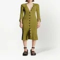 Proenza Schouler ribbed-knit buttoned-up dress - Green