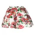 Philipp Plein floral pleated mini skirt - White