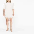 Lanvin floral-embroidered knitted tweed dress - White
